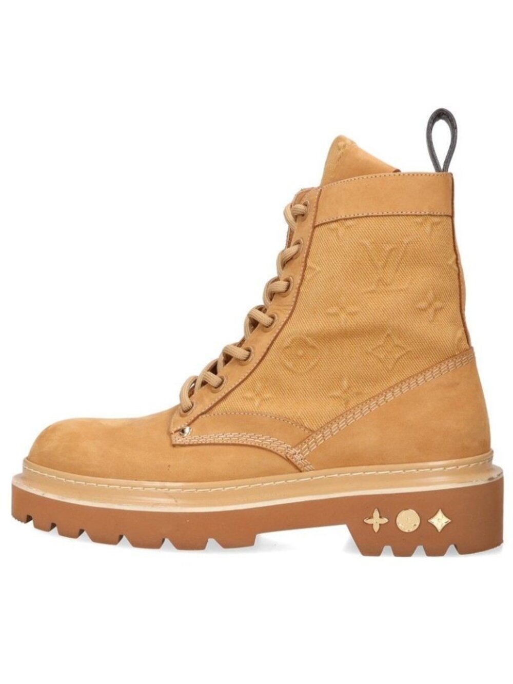 Louis Vuitton Ranger Line Monogram Embossed Suede Paneled Ankle Boots